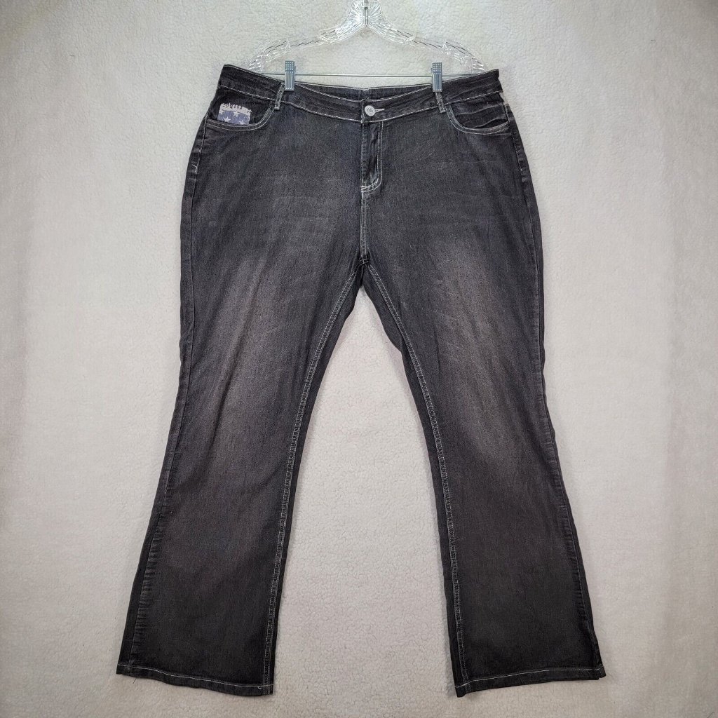 Charcoal Denim Stretch High Rise American Flag Classic Western Bootcut Jeans